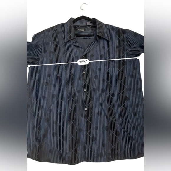 Pronti Collection by Phita Men’s XXL Blue Black Shiny Disco Party Shirt - Picture 10 of 12